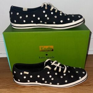 Keds Black and White Polka Dot Canvas Sneakers